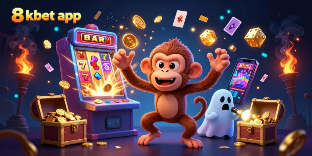 Experience thrilling gaming with the 8xbet app as a mischievous monkey juggles casino riches